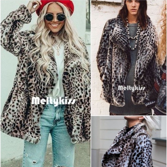 grey leopard print coat